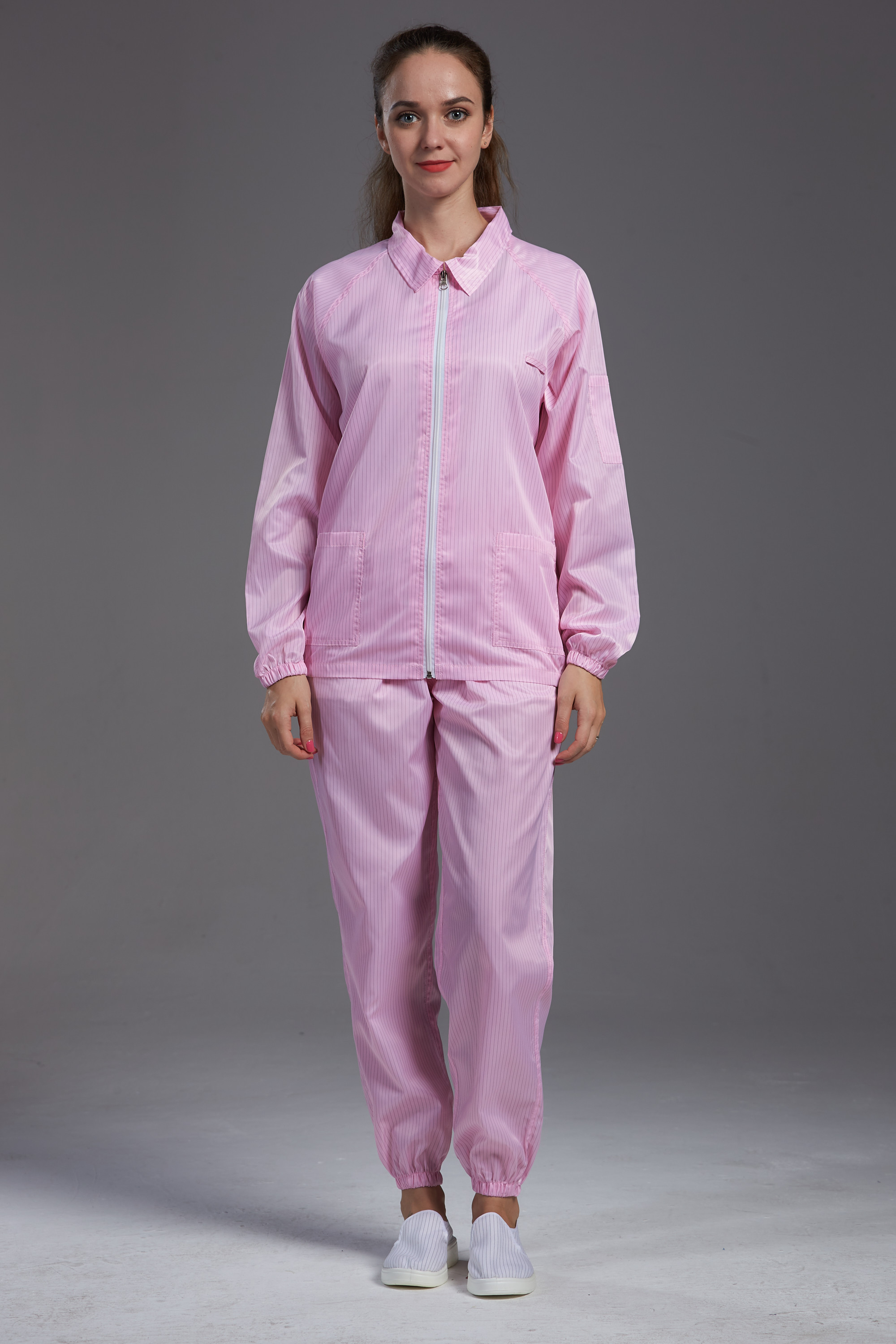 Best Reusable Pink Clean Room Garments Anti Static For Optical Production Workshop wholesale