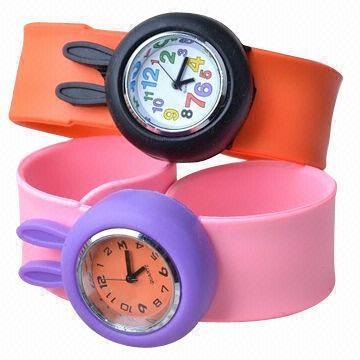 Best Silicone Slap Watch w/ Rabbit Design, Customized Logos/Designs are Welcome, Good for Children Gifts wholesale