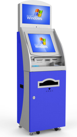 China 250CD/M2 COMPUTER KIOSK WITH 19 INCH TOUCH SCREEN MONITOR ON A ENCLOSURE WITH STAINLESS STEEL SIDES on sale