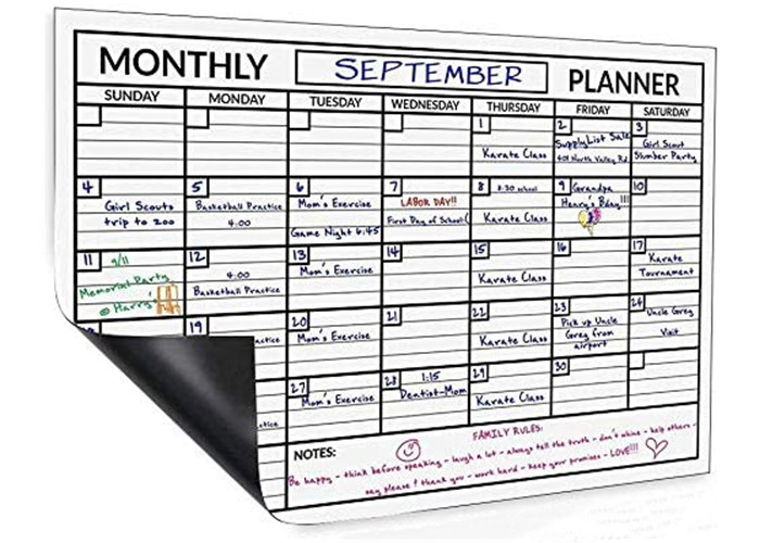 Dry Erase Calendar 12 X 16 Inch Magnetic Monthly Planner