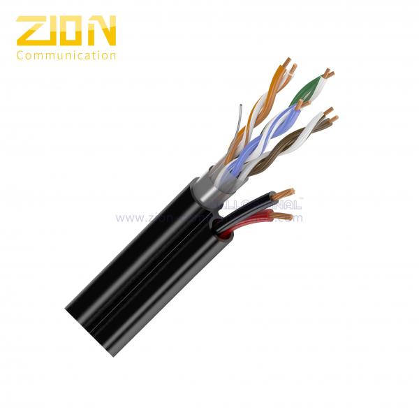Cheap Siamese Network Cable FTP CAT5E 24AWG Solid Copper with 2x0.75mm2 CCA Power Wire for sale