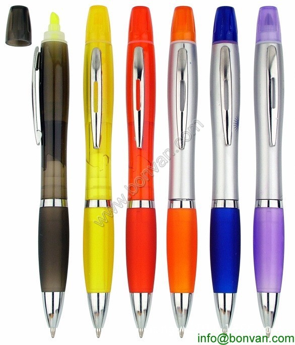 gift pen,highlighter ball pen, highlighter marker with ball pen