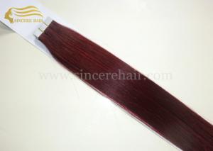 China 22 Inch Remy Double Drawn Tape In Hair Extensions - 55 CM #99J Seamless Tape Hair Extension 2.5 G X 20 PCS for sale on sale