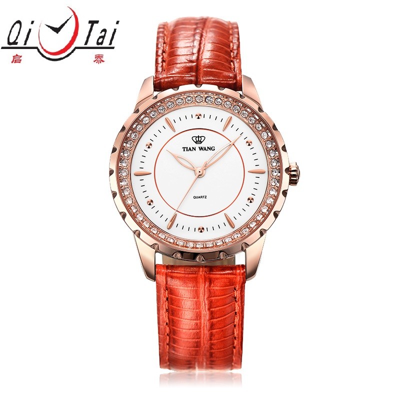 Best fashion ladies flowry watch with leather strip Japan quartz movement QT3795 wholesale