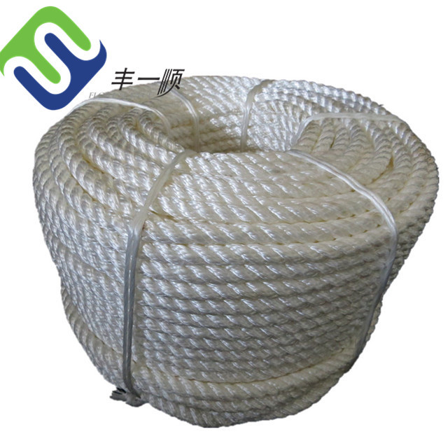 China UV Resistant 3 Strand Twisted Nylon Rope White Nylon Pull Cord on sale