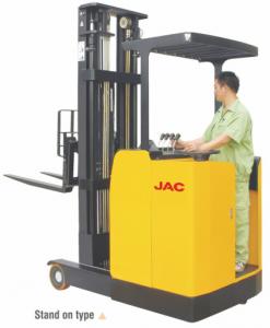 Stand Up High Lift Reach Truck Forklift 1 Ton Low Noise Max Lift Height 6.2m