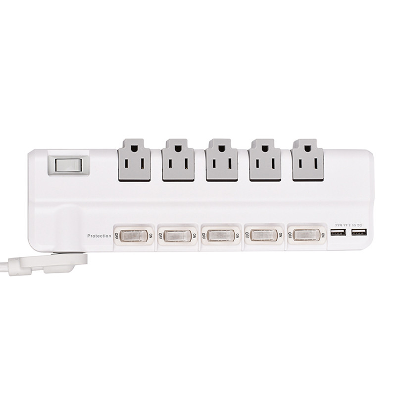 China 5 outlet UL and CUL Tested Power Strip 1.5ft 3*14AWG Cord with Switch, Surge Protector USB Adapter on sale