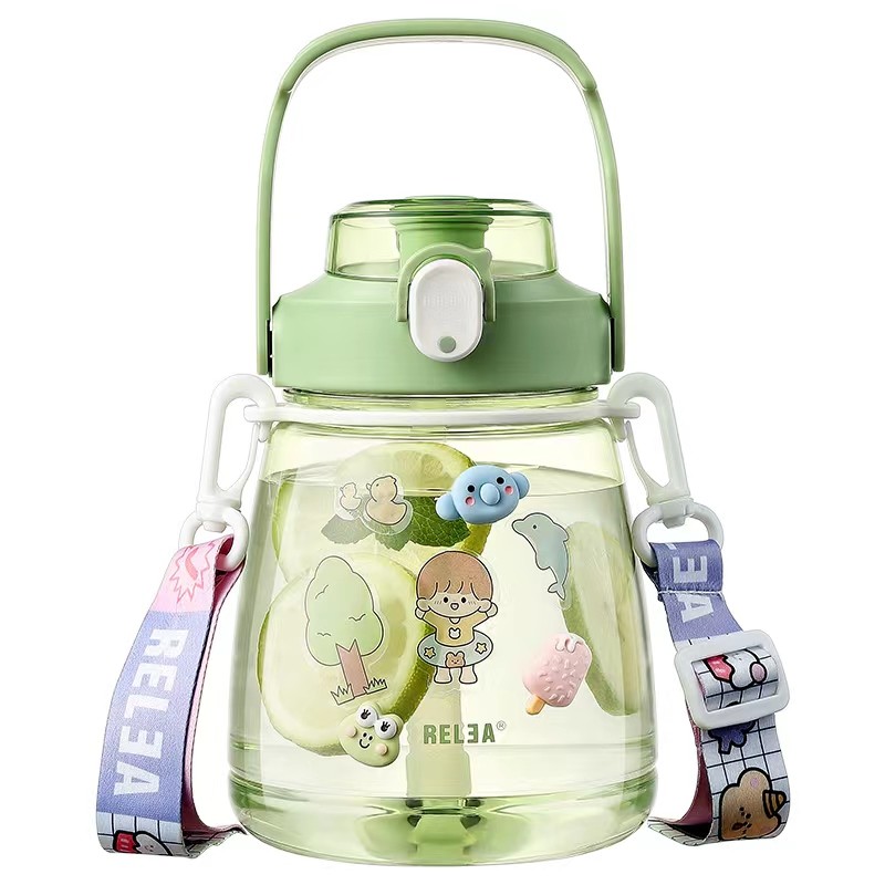 China 7.4X18.2cm Pretty Water Bottle With Straw , Portable Cute Straw Water Bottle on sale