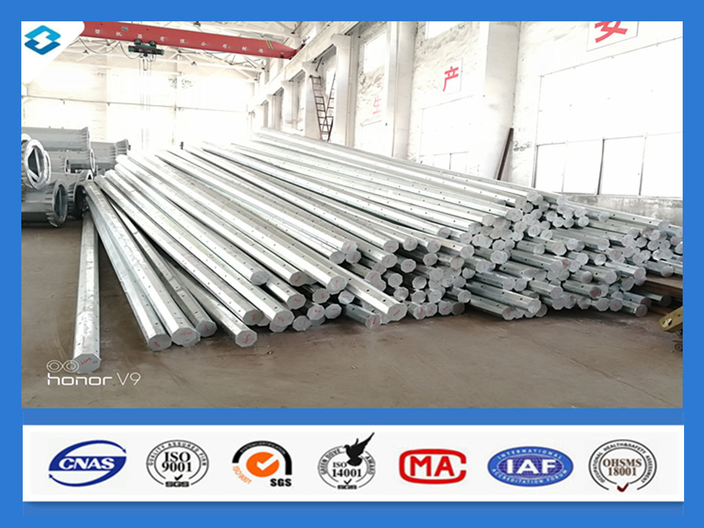 China Philippines Nea Standard Q345 40FT Hot Dip Galvanized Power Line Steel Pole on sale