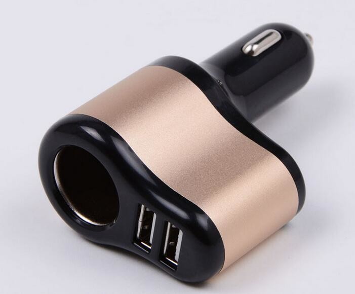 China 3 in 1 Dual USB Car Charger with cigarette lighter,  Dual Port 2.1A USB Car Charger Adapter for MOBILE PHONE on sale
