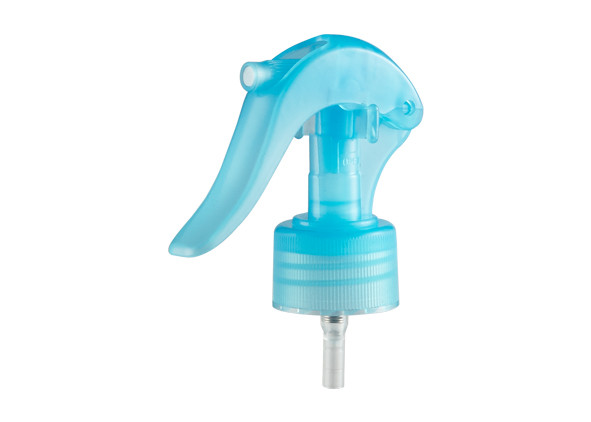 Cheap 28/410 Mini Trigger Sprayer Transparent Blue With Ribbed Closure for sale