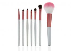 Round Travel Makeup Brush Set Pink Makeup Brushes Kit With White handle