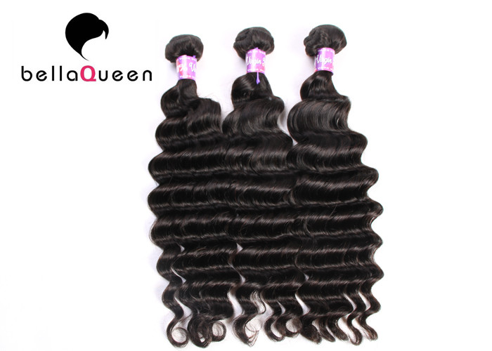 China Deep Wave Natural Black 7A Grade Virgin Hair Weaving With No Shedding​ on sale