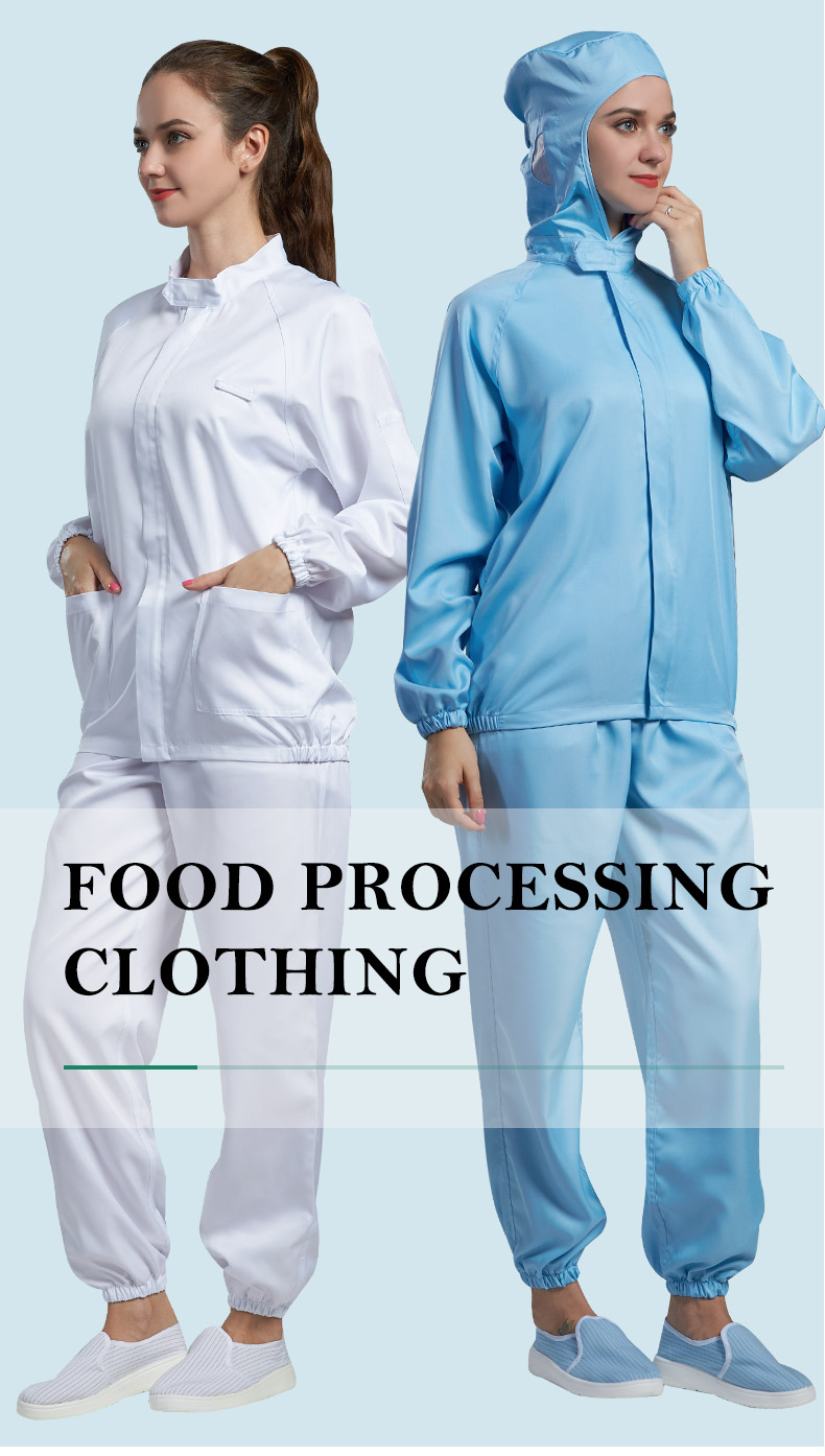 Dust Free ESD Antistatic Cleanroom Clothing Food Processing Uniform