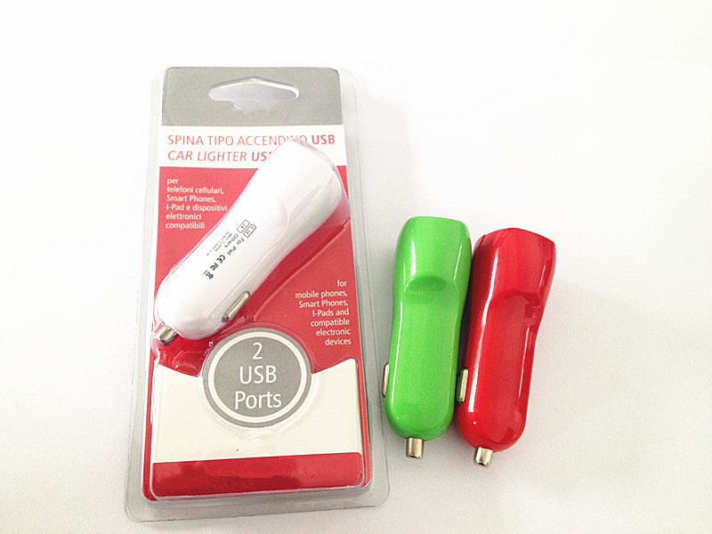 China Customized colors 5V 3.1A  dual port car charger for iPhone smarttphone on sale