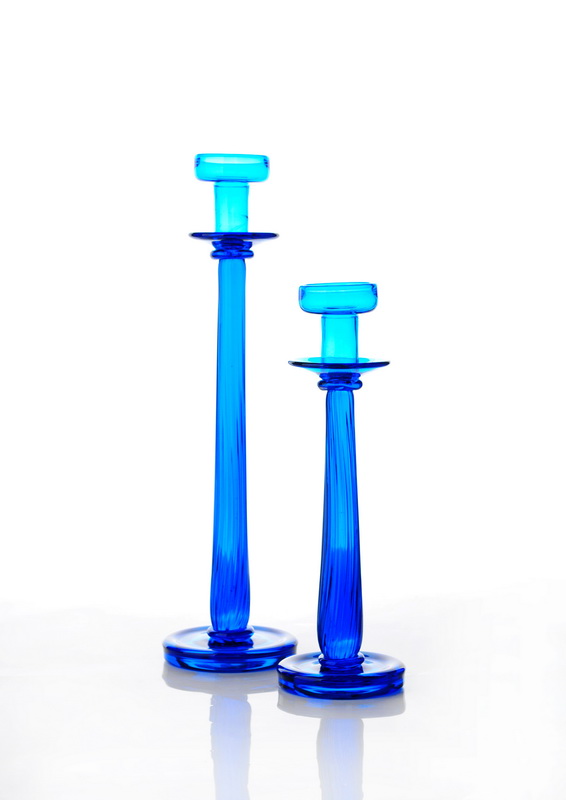 Best Custom Blue Blown Glass Candle Holders for Home / KTV / Bar Decoration wholesale