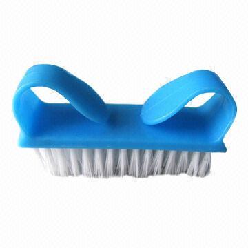 Factory Direct Sale Beauty Plastic Cleaning Soft Nail Brush in Bright Blue Color, with Loop