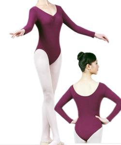 Best Adult cotton and spandex long sleeve Round collar dance ballet leotard wear with 9 colors wholesale