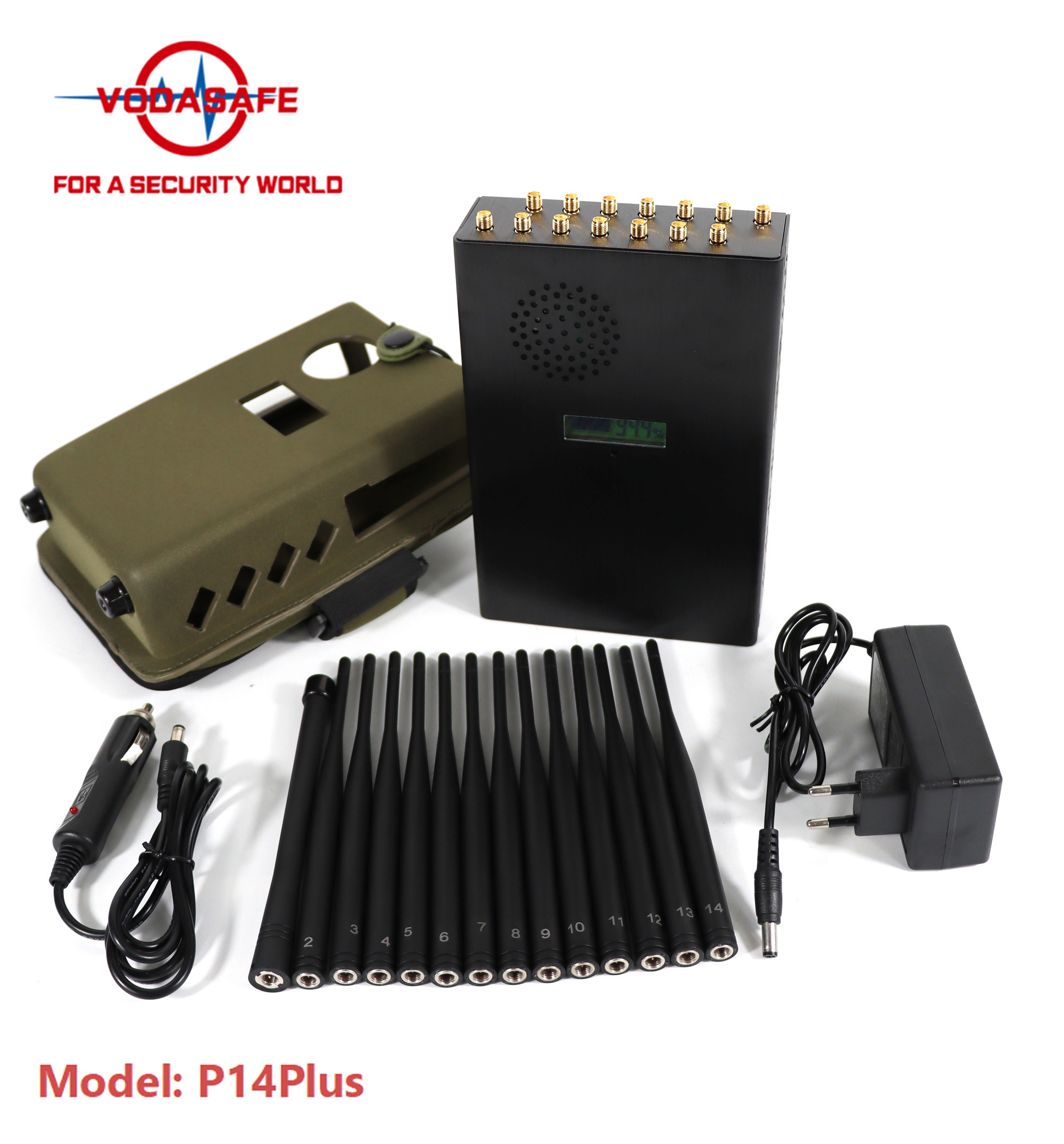 China 14 Bands Portable Phone Signal Jammer 25 Meters With Cooling Fan on sale