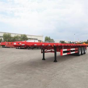 China Used CIMC Triaxle Flatbed Truck Trailer with 40ft Container on sale