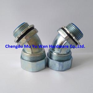 China 1/2(16mm) zinc die cast 45 degree liquid tight fittings for flexible steel conduit on sale
