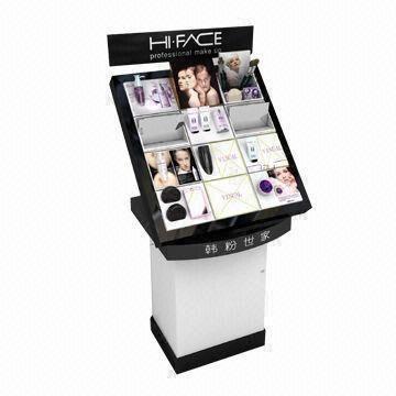 Cosmetic Display Stand with Screen Printing, Made of Black and Opal Acrylic