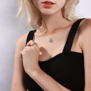 China 6.06 Carat TCW Heart Cut Gemstone Created Emerald 925 Sterling Silver Necklace Pendant with free 18 Chain on sale