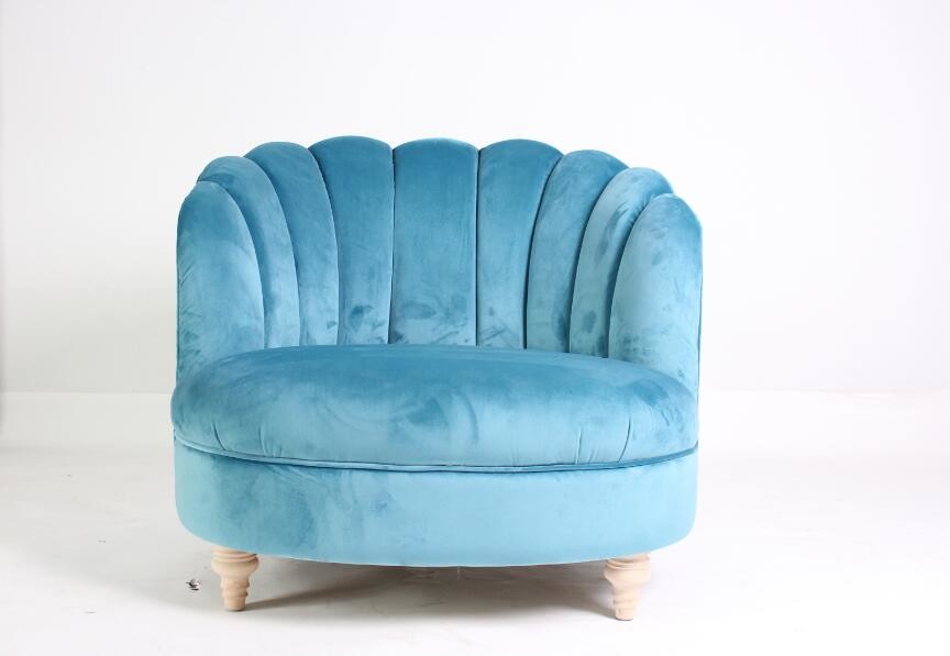 China Blue event fancy accent chair comfortable relax chair upholstery wooden chair with velvet fabric on sale