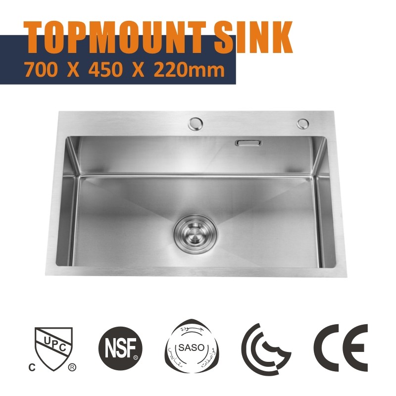 China 70x45 Topmount Stainless Steel Kitchen Sink Rectangular 16 Gauge Single stainless steel on sale