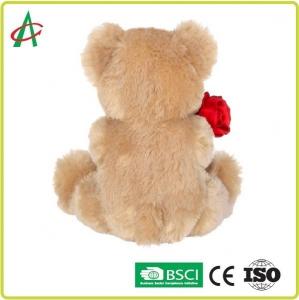 Best 9.45 Inches Plush Teddy Bear holding rose with soft tan fur CE certificate wholesale