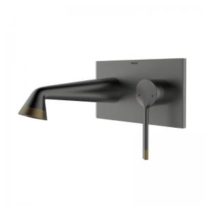 China Grey Wall Mount Basin Mixer Faucet Brass Bathroom Sink Faucets on sale
