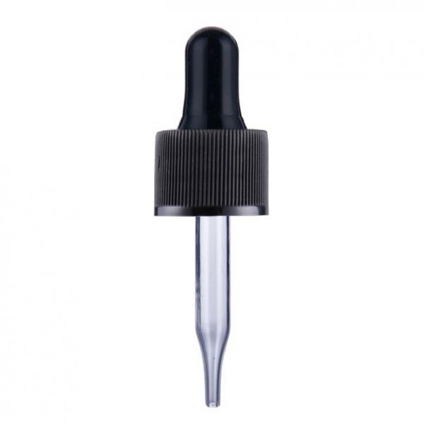 Cheap Ribbed Black Plastic 24mm 410mm Dropper Bottle Tops for sale