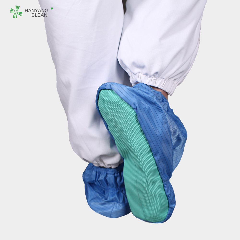 Best Cleanroom reusable and washable blue stripe soft sole anti-static ESD shoe covers wholesale