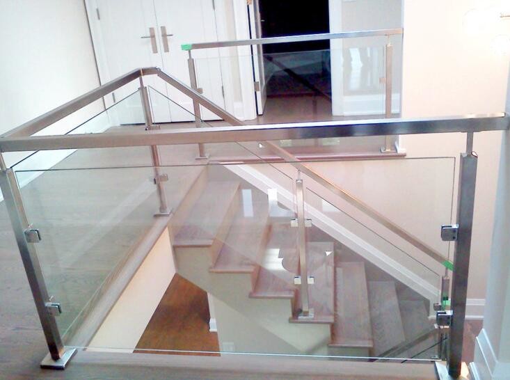 China 304 Stainless Steel 850mm Handrail Glass Balustrade Square Pipe 1mm on sale