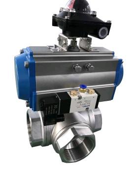 Cheap Sanitary 3 Ways Ball Valve with Pneumatic Double Acting Actuator for sale