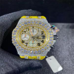 China Pocket Friendly Moissanite AP Watch Hand Setting Moissanite Iced Out Watch For Men on sale