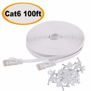 China Outdoor Indoor Cat6 Patch Cord 100 Ft 10Gbps Slim Flat Durable on sale