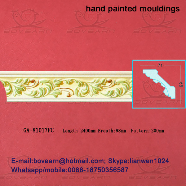 Hand Painted PU Cornices Moulding Polyurethane crown molding