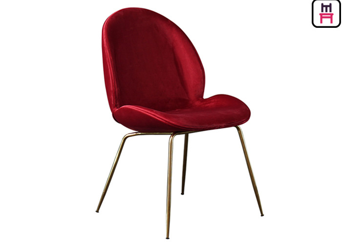 China Red Blue Velvet Beetle Lounge Chair , Dining Room Chairs With Metal Legs  on sale