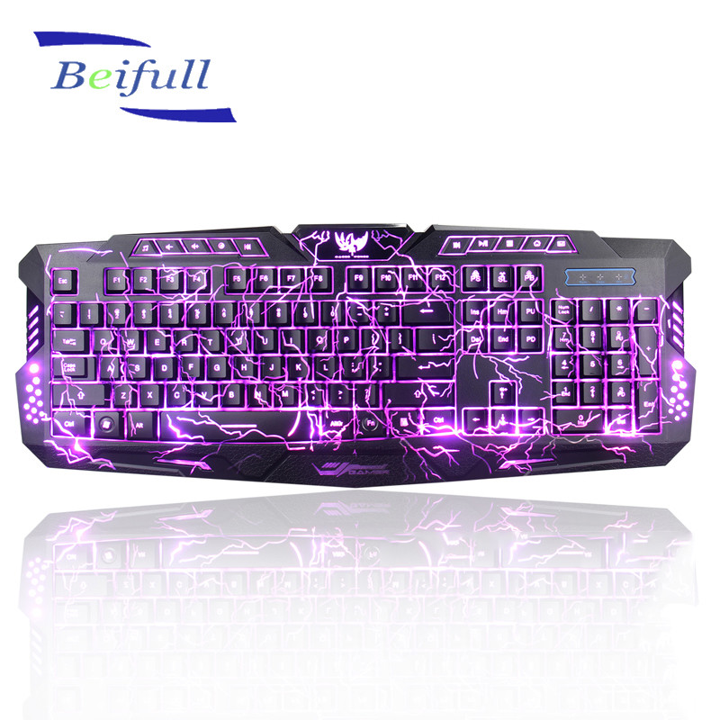 China USB Wired Three color LED backlit keyboard with cool crack pattern on sale