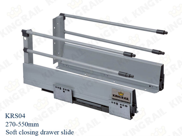 China 22 inch silent Side mount soft close drawer slides  KRS04 on sale