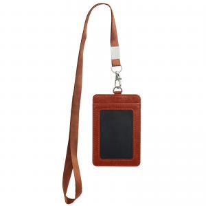 China Vertical PU Leather ID Badge Card Holder for Work ID School ID Metro Card Access Card on sale