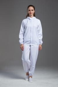 Best Anti static cleanroom ESD jacket and pants workwear white color connect with hood for class 100 wholesale
