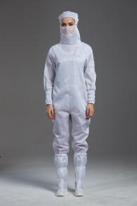 Best Antistatic ESD  Autoclave side open hooded Coverall white color with mask for class 100 cleanroom wholesale