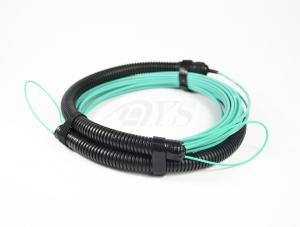 China Fiber Optical OM3 MPO/MTP Patch Cord Round Fiber Cable With Pulling Eye / Socket on sale