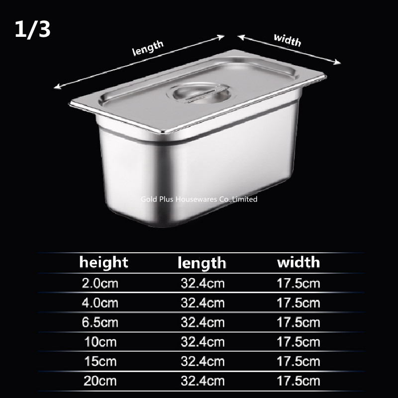 China High-volume buffet service food pan eco-friendly restaurant serving chafing dish 1/3 serving dish with lid on sale