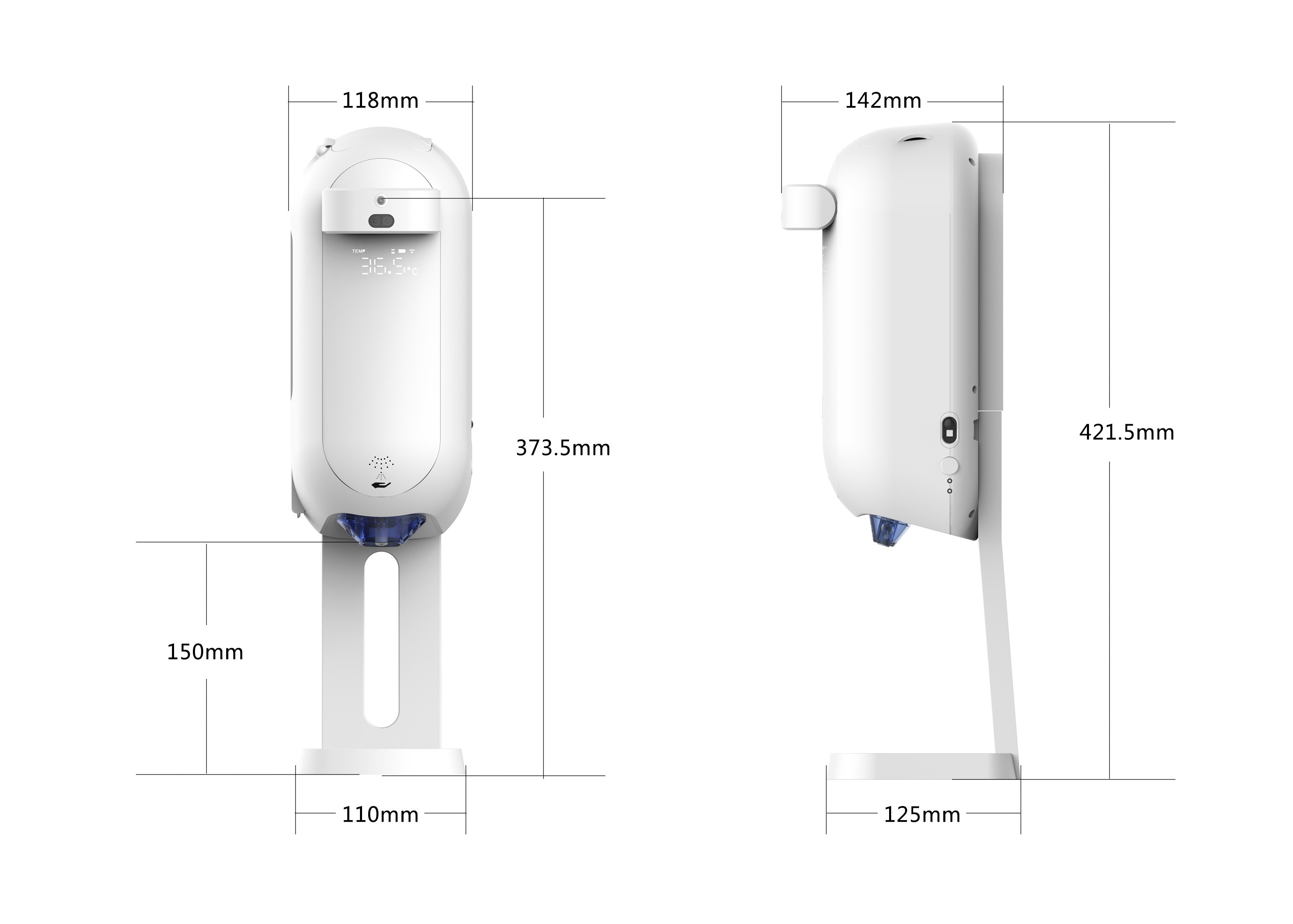 China 1100ml Wall Mounted Liquid Soap Dispenser with Automatic Thermometer on sale