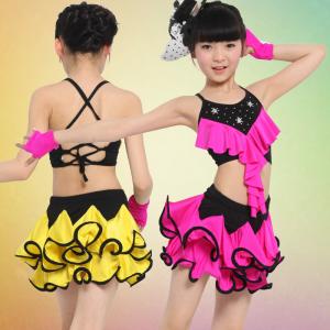 Best Children's Latin dance skirt suit girls latin performance dance costume JQ-572 wholesale