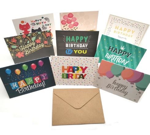 Cheap Happy Birthday Paper Greeting Card Envelope Sets Recyclable With Offset Printing for sale
