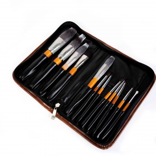 Cheap Private Label Black Face Powder Brush 12PCS Synthetic Hair Makeup Brushes for sale